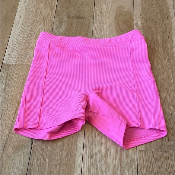 Women's Hot Pink Ribbed Shorts - Picture 2 of 2